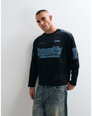 CERNUCCI Camiseta De Manga Larga Con Gráfico Moto En-Gris - Azul