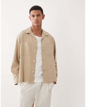 Mango Cotton Mix Button Up Lightweight Shacket - Natural