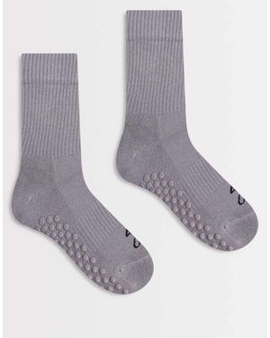 4505 Icon 2 Pack Non Slip Grip Pilates Crew Socks - Natural