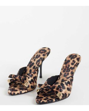Asos Design Wide Fit Nelly Bow Detail High Heeled Mules - White