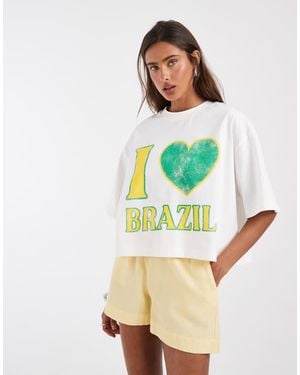ASOS Boxy Crop Tee With I Love Brazil Graphic - Green