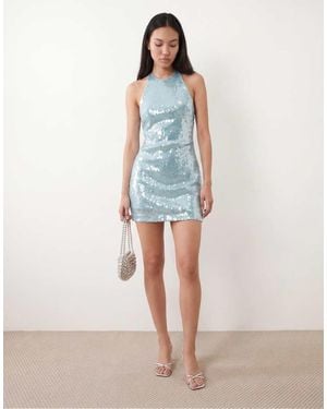 Forever New Sequin Halter Neck Mini Dress - Blue