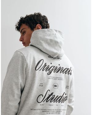 Jack & Jones Oversized Hoodie With Originals Back Print - Gray