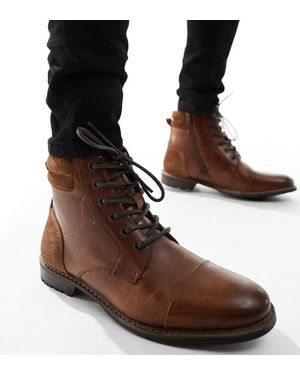 Red Tape Botas Marrón Oscuro De Estilo Casual Con Cordones De Cuero De Wide Fit
