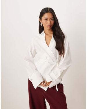 Gina Tricot Pure Cotton Wrap Blouse - White