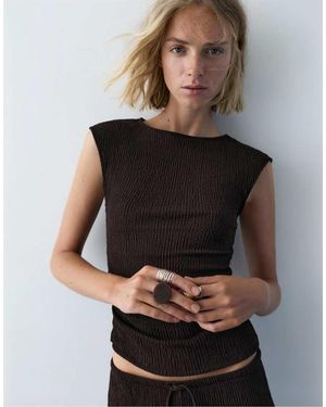 Pull&Bear Crepe Top - Black