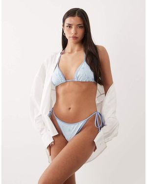 South Beach Shell Print Tie Side Bikini Bottoms - Natural