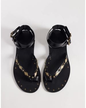 ASOS Ferris Studded Gladiator Flat Sandals - Metallic