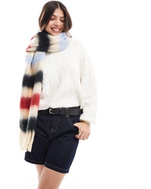 Glamorous Stripe Blanket Scarf - White
