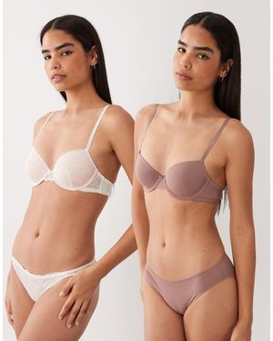 DORINA Chloe 2 Pack Padded Balcony Bra With Lace Detail - Multicolour
