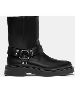 Pull&Bear Stivaletti Chelsea Stile Biker Neri - Nero