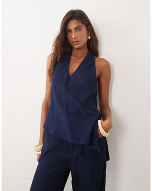 Mango – giselle – neckholder-oberteil aus denim - Blau