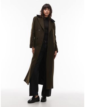 AllSaints Abrigo De Sastre Caqui De Estilo Militar Con Solapas Extraíbles Millie De -Verde - Negro