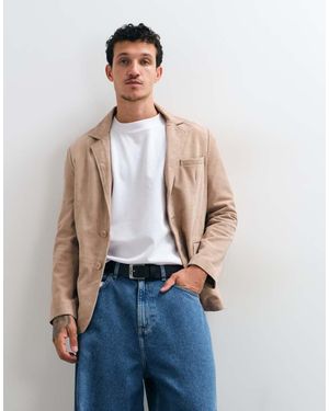 Barneys Originals Goat Suede Blazer Jacket - Blue