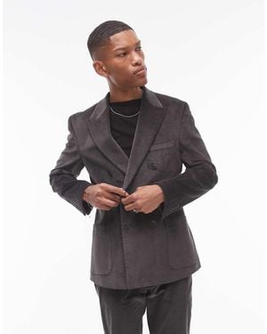 TOPMAN Skinny Cord Suit Jacket - Grey