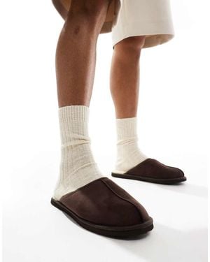 Jack & Jones Faux Suede Slip On Slipper - White