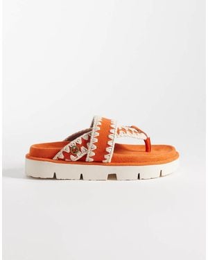 Mou Overstitch Sandals - Grey