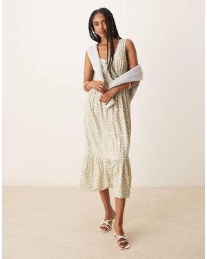 Nobody's Child Heather Lace Trim Midi Dress - Natural