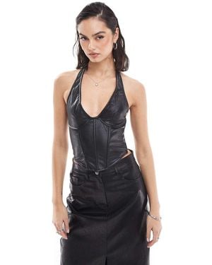 Collective The Label Halterneck Corset Crop-Top - Black