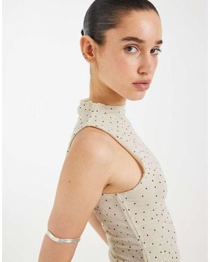 Motel Marista Polka Mesh Plisse Top - Natural