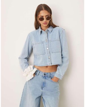 Jdy Rechte Denim Shacket Met Wassing - Blauw