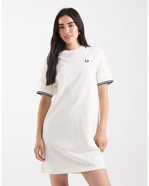 Fred Perry Tipped Pique T-shirt Dress - White