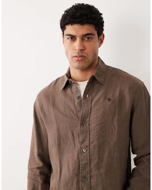 Abercrombie & Fitch 100% Linen Long Sleeve Shirt - Brown