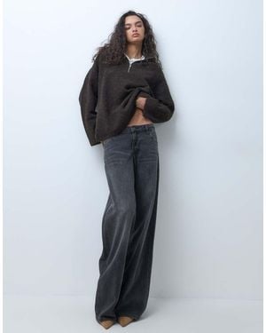 Vero Moda Maglione Lavorato A Maglia Con Collo Alto E Zip Corta Cioccolato - Multicolore