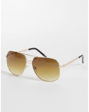 ASOS – pilotensonnenbrille mit farbenem rahmen aus metall und braunen gläsern - Natur