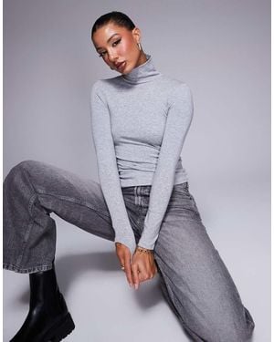 River Island Long Sleeve Roll Neck Top - Grey