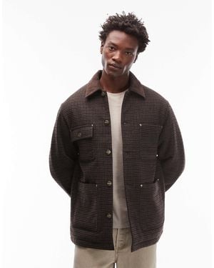 Carhartt Lowis chore - manteau pied-de-poule - marron - Noir