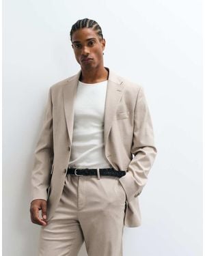 Mango Milan Slim Fit Suit Blazer Co-ord Ecru - Natural