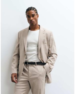 Mango Milan Slim-Fit Blazer Van Een Pakset - Naturel