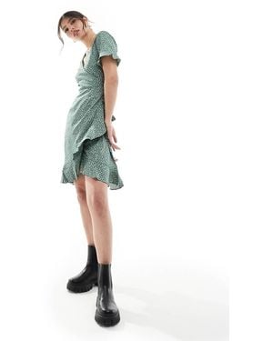 ONLY Frill Wrap Mini Dress - Green