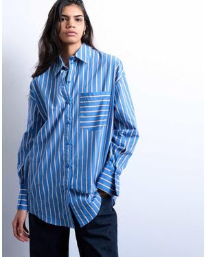 TOPSHOP Oversized Stripe Shirt - Blue