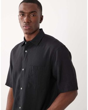 Mango Camicia Accollata A Maniche Corte - Nero