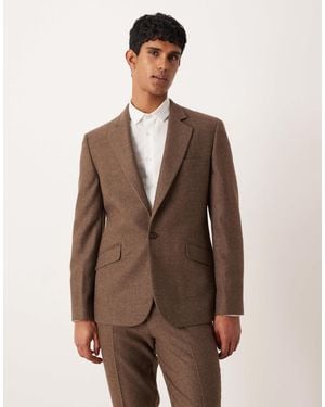 ASOS Wool Mix Slim Suit Jacket - Brown