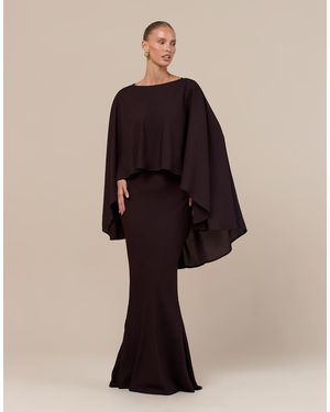 Wanderdoll Cleo Chiffon Top Met Gedrapeerde Details En Capedetail - Bruin