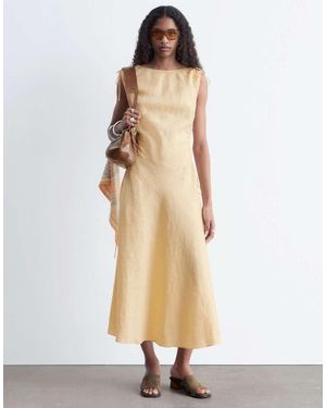 & Other Stories Pure Linen Asymmetric Midi Dress - Natural