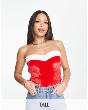 Threadbare Tall Santa Bandeau Bodysuit - Red