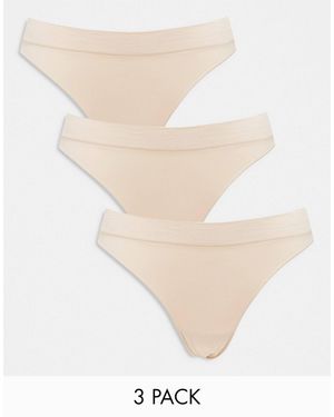 Weekday Cat Seamless 3-pack Thong - Natural