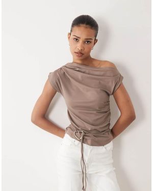 Cotton On Georgie Belted Off Shoulder Top - Natural
