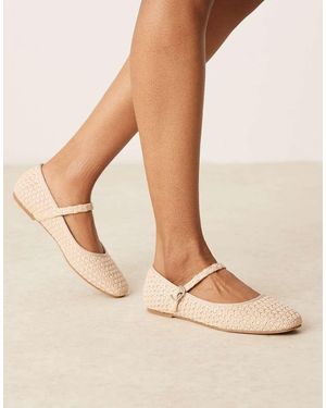 Glamorous Mary Jane Ballet Flats - Natural