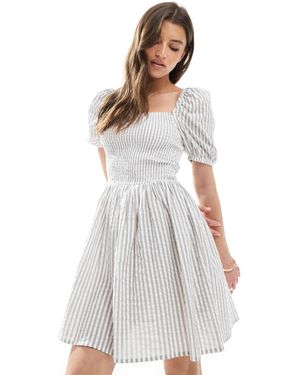Brave Soul Cotton Rich Square Neck Milkmaid Mini Dress - White