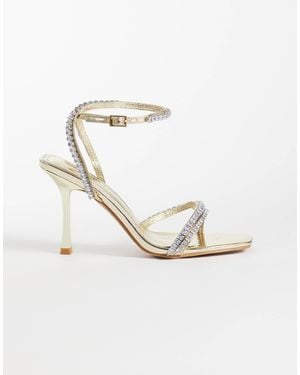 SIMMI Simmi London Sibelle Wide Fit Embellished Heeled Sandals - White