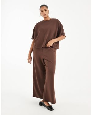 Pieces Plus Pieces curve - sweat ample d'ensemble à manches courtes - café - Marron