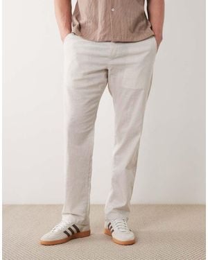 JJ Rebel Drawstring Linen Mix Trousers - Natural