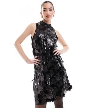 Superdry A-Line Fringe Sequin Dress - Black