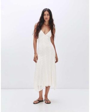 Pull&Bear Lace Strappy Midi Dress - White