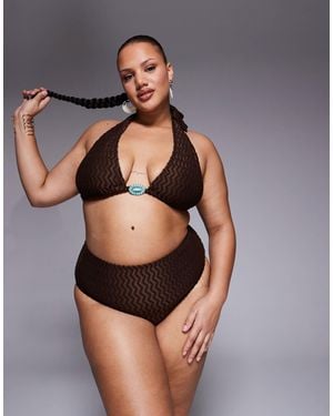 South Beach Textured Highwaisted Bikini Bottom - Gray